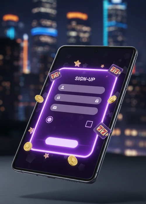 Screenshot of 999 Casino mobile registration form showing email and password fields, ready for players to sign up.